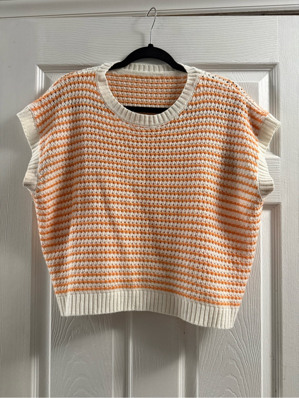 Knit Mix brand striped cap-sleeve cropped sweater vest NWOT